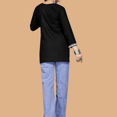 Black Bloom Embroidery Top