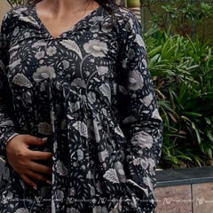 Black Floral Cotton Short Top
