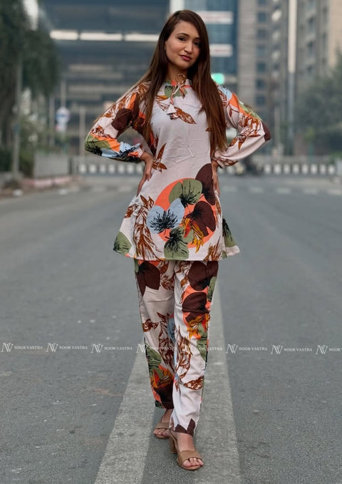 Creamy Floral Co-Ord Set