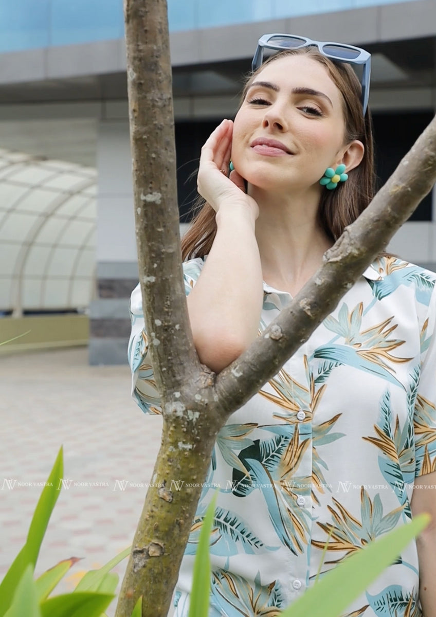 Green Leaf Shorts Set
