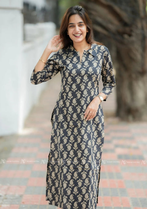 Obsidian Black Print Co-ord Sets With Pockets
