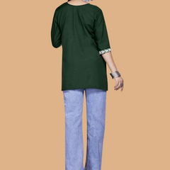 Green Bloom Embroidery Top