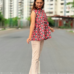 Ruby Ikat Bloom Cotton Top