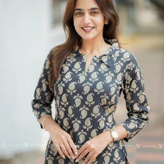 Obsidian Black Print Co-ord Sets With Pockets