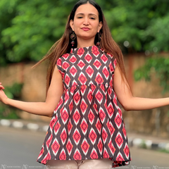 Ruby Ikat Bloom Cotton Top