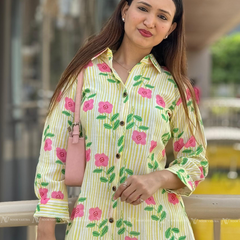 Yellow Flower Cotton Short Top