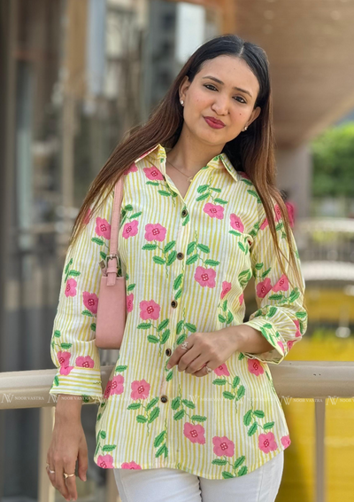 Yellow Flower Cotton Short Top