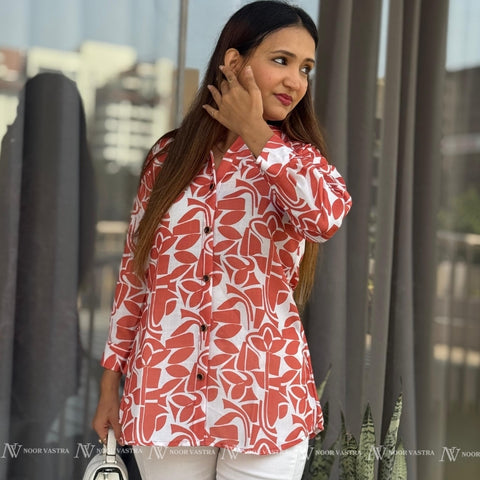 Orange Petal Cotton Short Top
