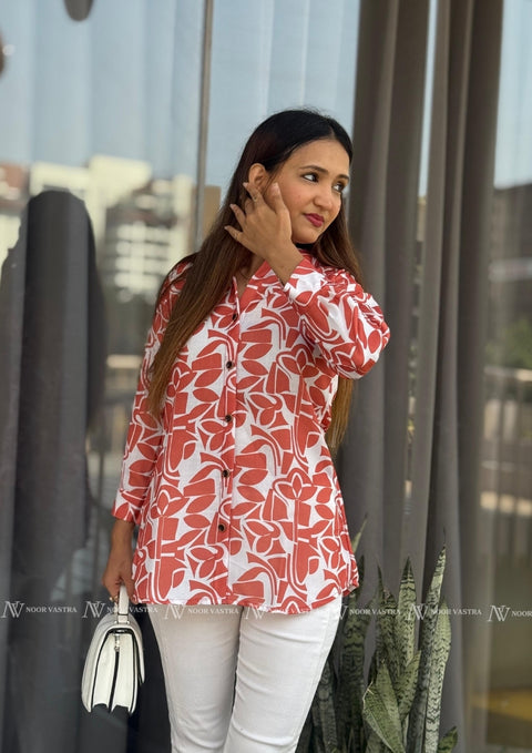 Orange Petal Cotton Short Top
