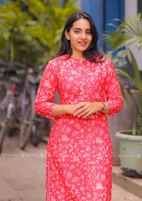 Red Muslin Kurti