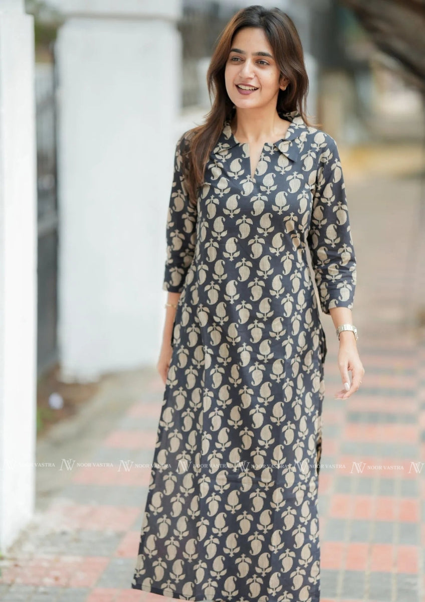 Obsidian Black Print Co-ord Sets With Pockets