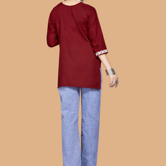 Maroon Bloom Embroidery Top