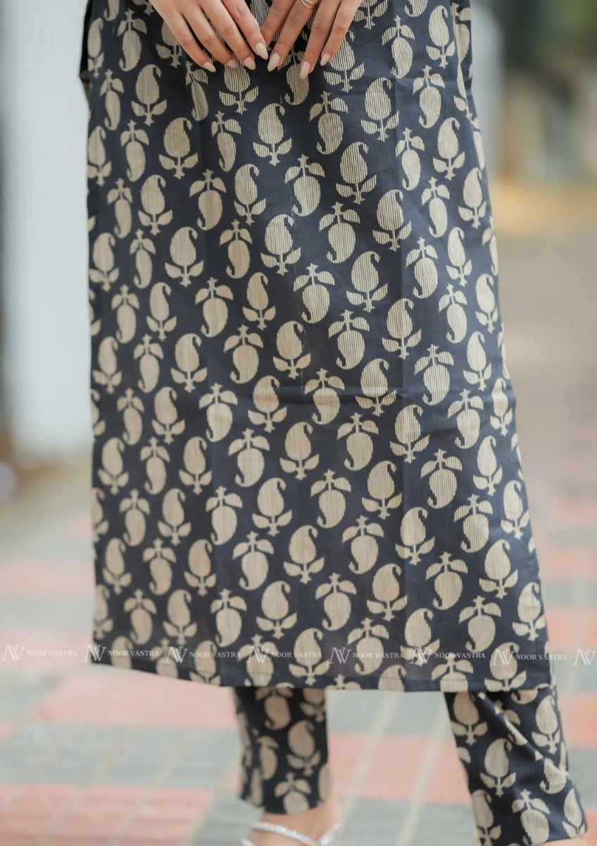 Obsidian Black Print Co-ord Sets With Pockets