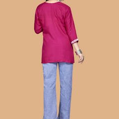 Pink Bloom Embroidery Top