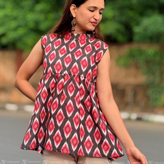 Ruby Ikat Bloom Cotton Top
