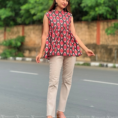 Ruby Ikat Bloom Cotton Top
