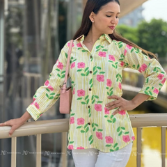 Yellow Flower Cotton Short Top