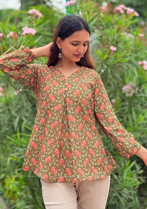 Garden Floral Cotton Top