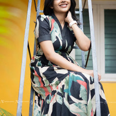 Black Floral Cotton Maxi