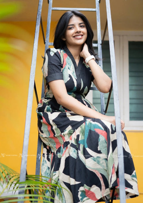 Black Floral Cotton Maxi