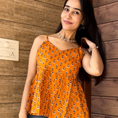 Orange Strap Peplum Top