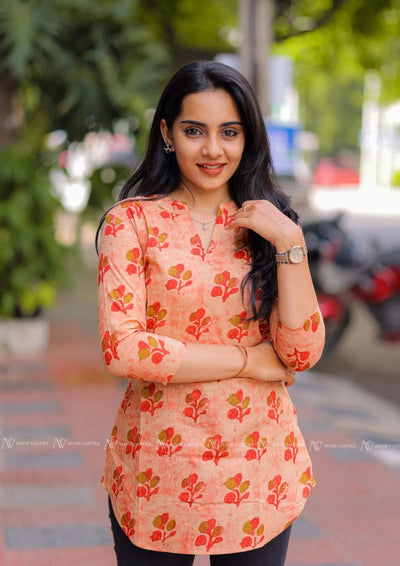 Orange Floral Cotton Short Top alternate