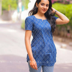 Azure Blue Cotton Short Top