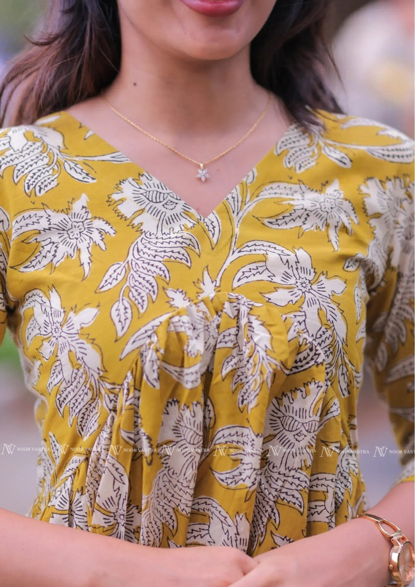 Teal Yellow Cotton Maxi