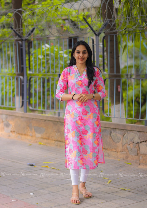 Pink Cotton Kurti