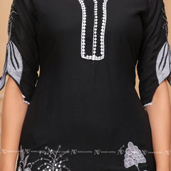 Black Embroidered Kurti Set