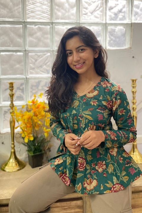 Green Peplum Top