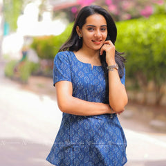 Azure Blue Cotton Short Top