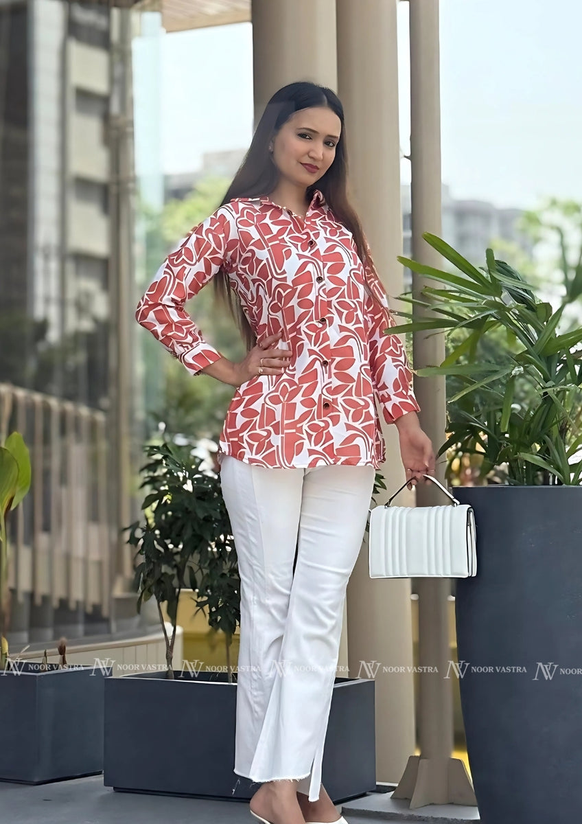 Orange Petal Cotton Short Top