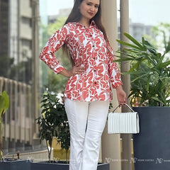 Orange Petal Cotton Short Top