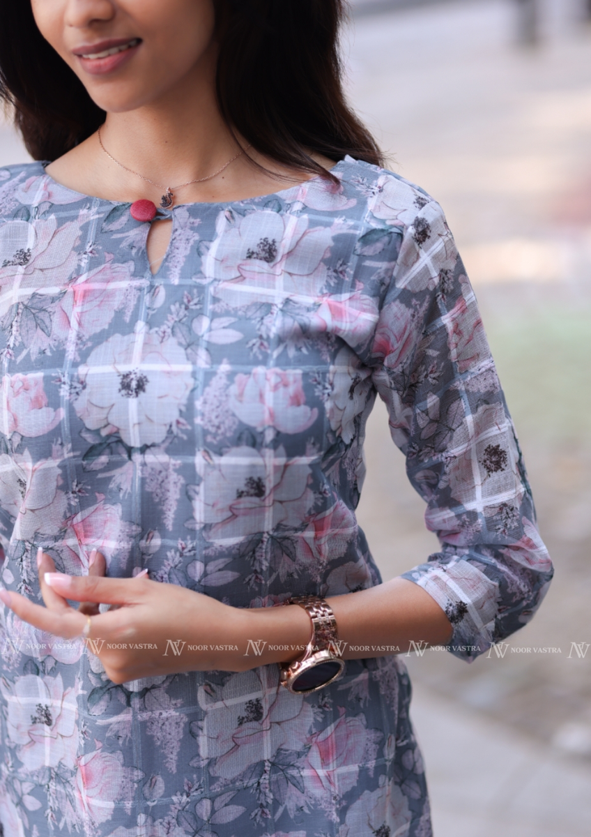 Grey Floral Kurti