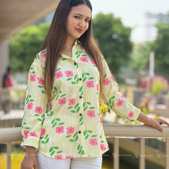 Yellow Flower Cotton Short Top