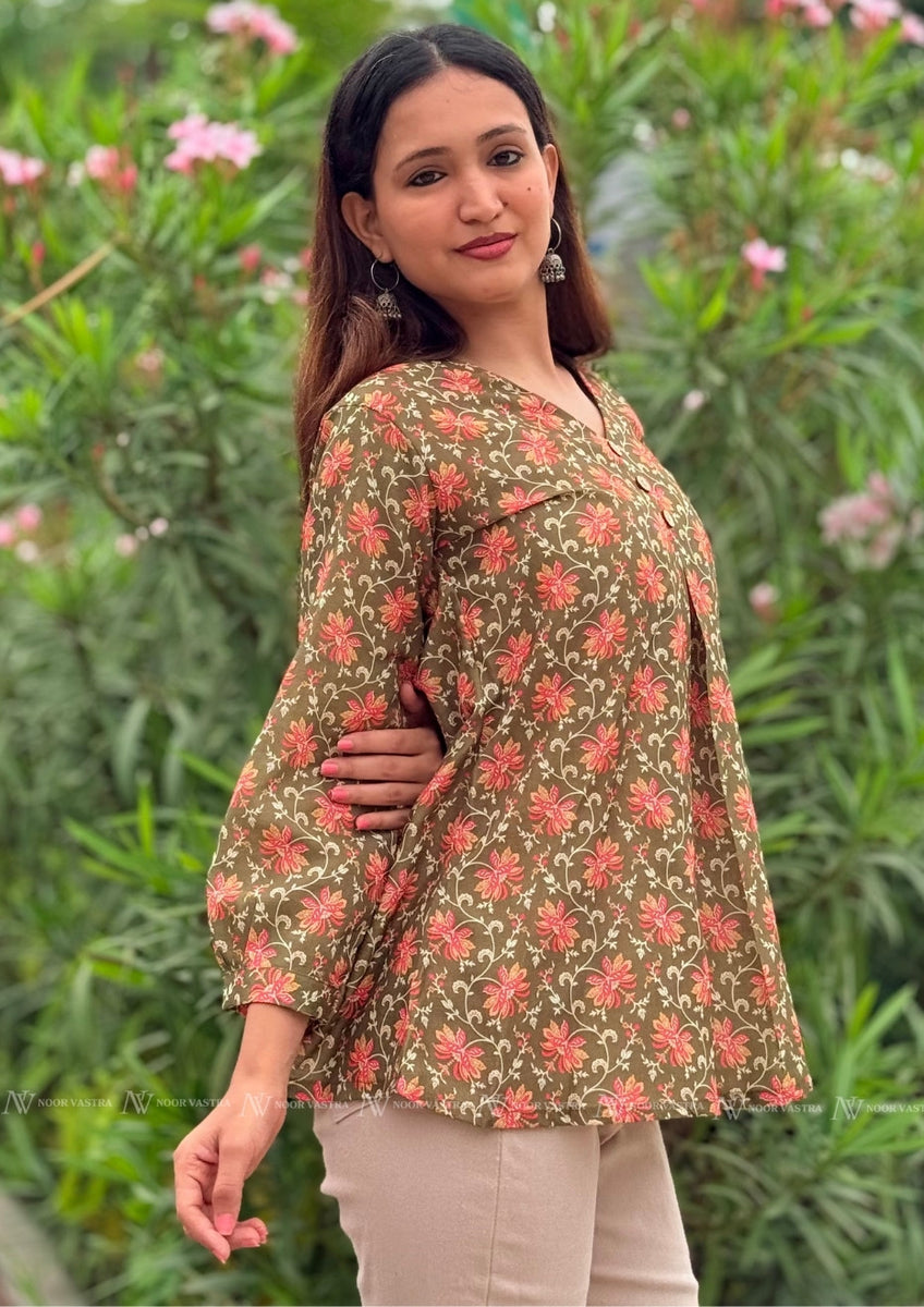 Garden Floral Cotton Top