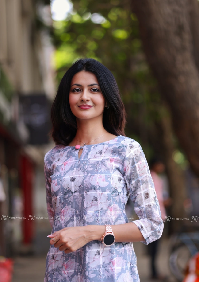 Grey Floral Kurti