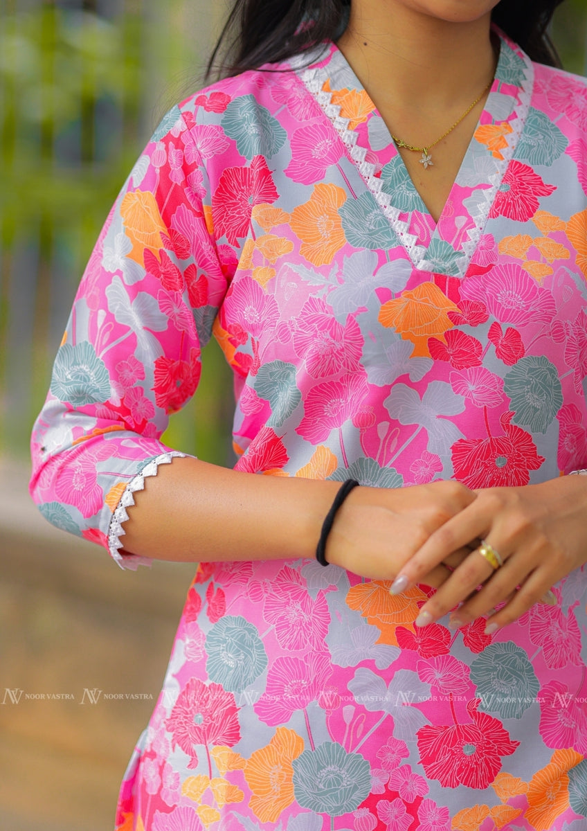 Pink Cotton Kurti