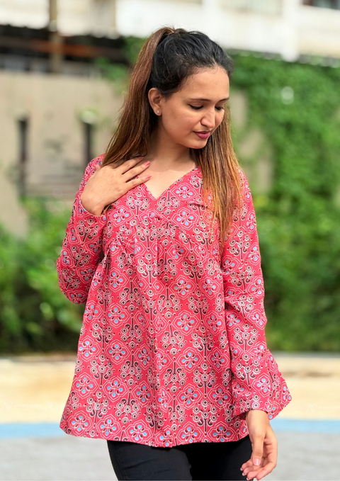 Rose Mosaic Cotton Top