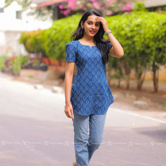 Azure Blue Cotton Short Top