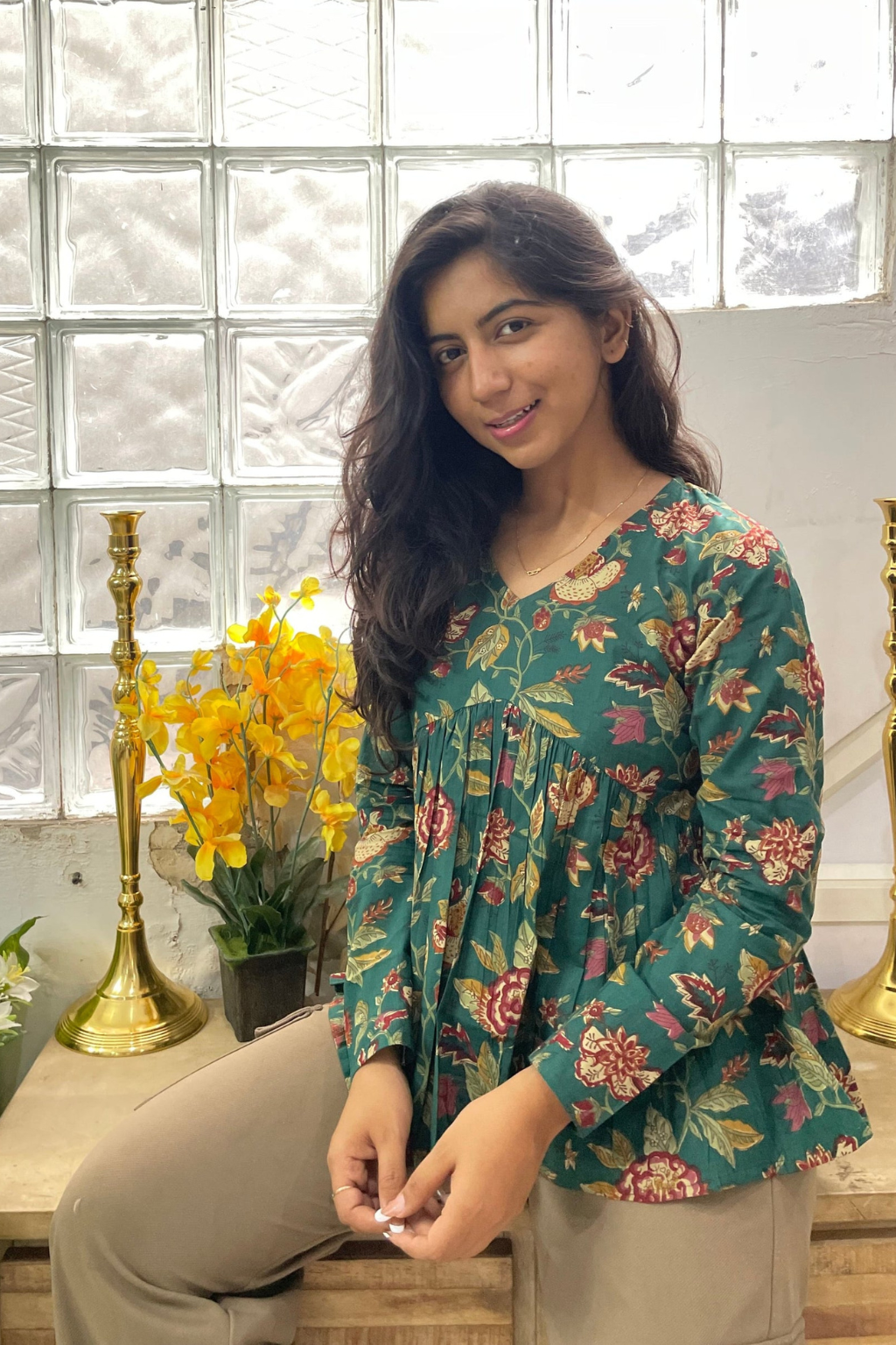 Green Peplum Top