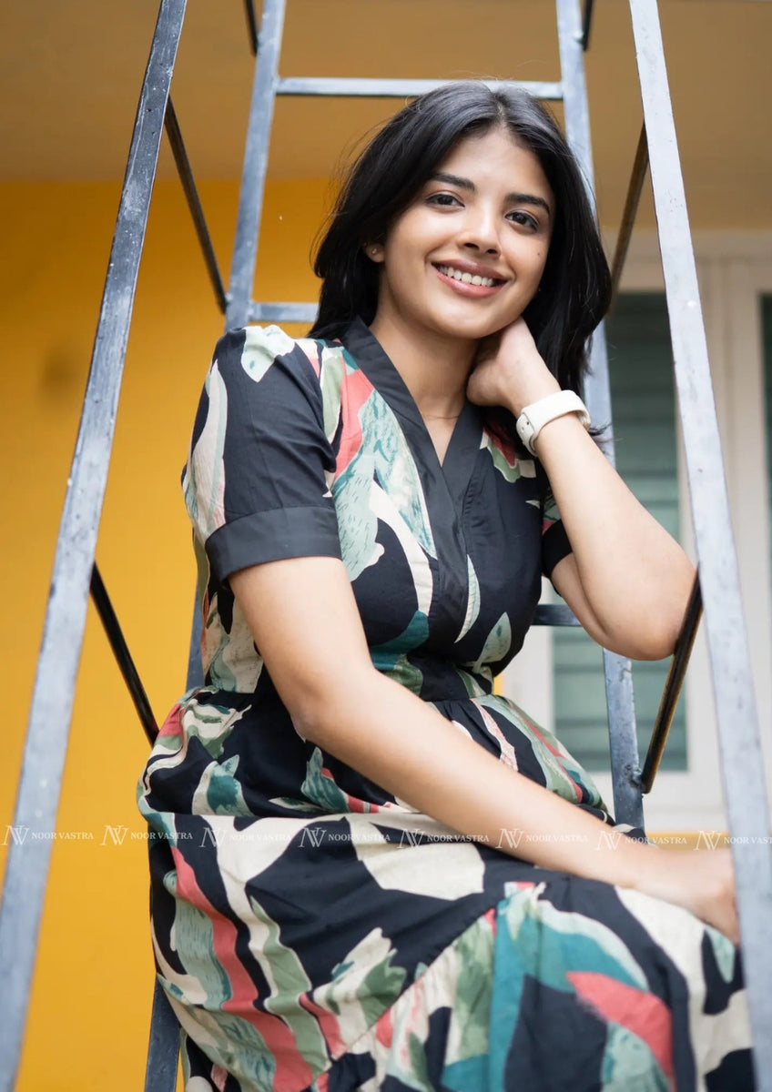Black Floral Cotton Maxi