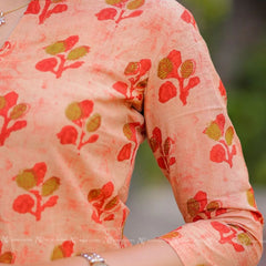 Orange Floral Cotton Short Top