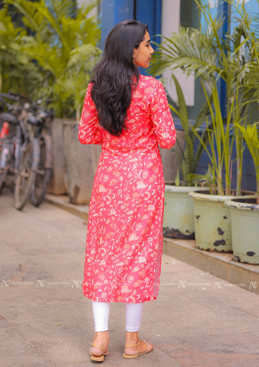 Red Muslin Kurti