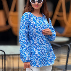 Blue Mosaic Cotton Top