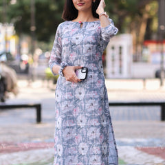 Grey Floral Kurti