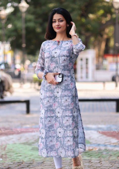 Grey Floral Kurti