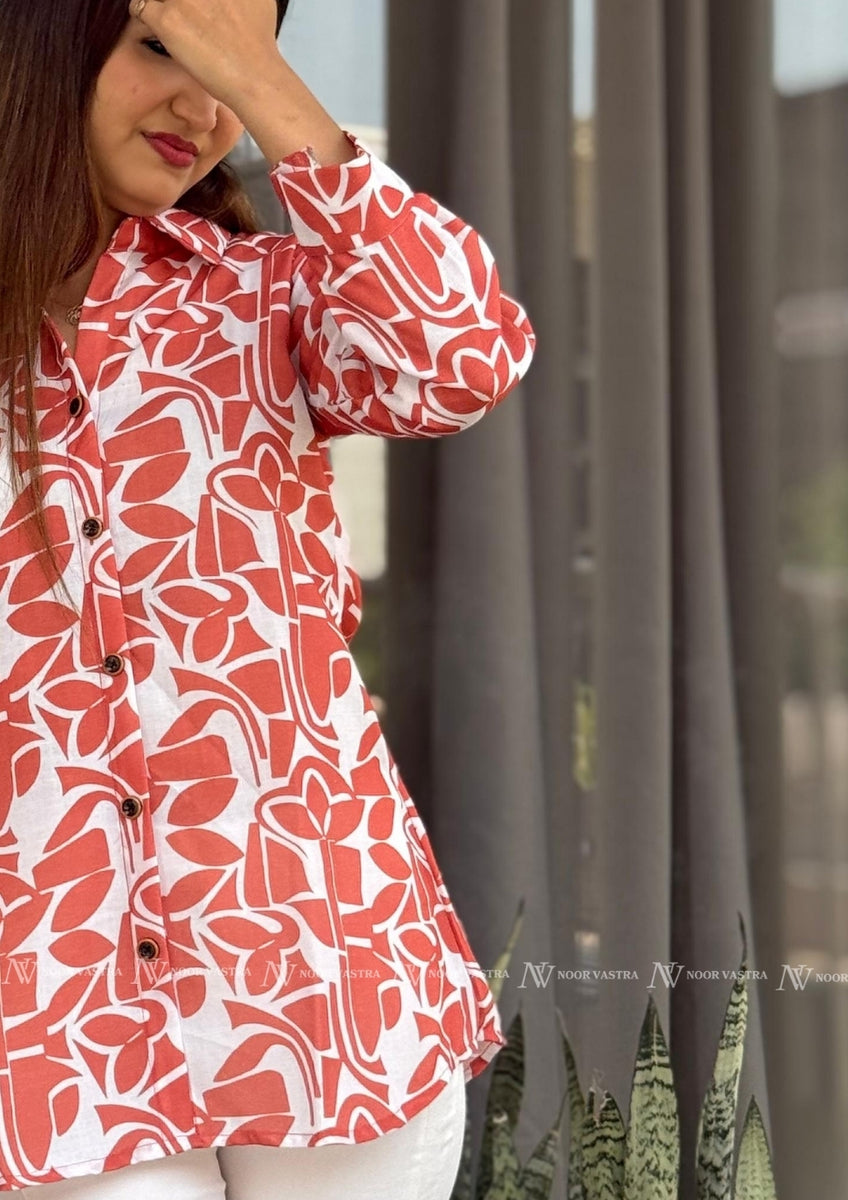 Orange Petal Cotton Short Top