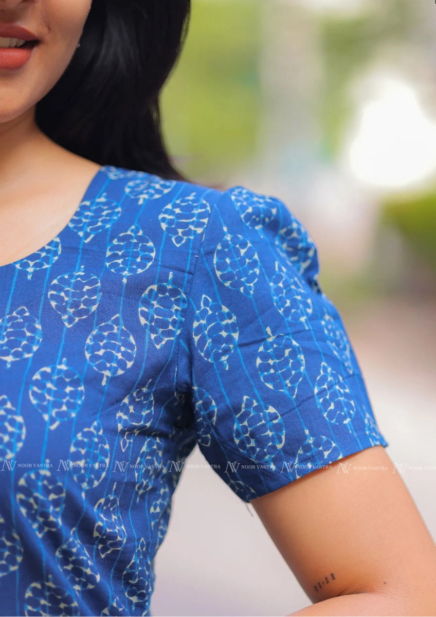 Azure Blue Cotton Short Top